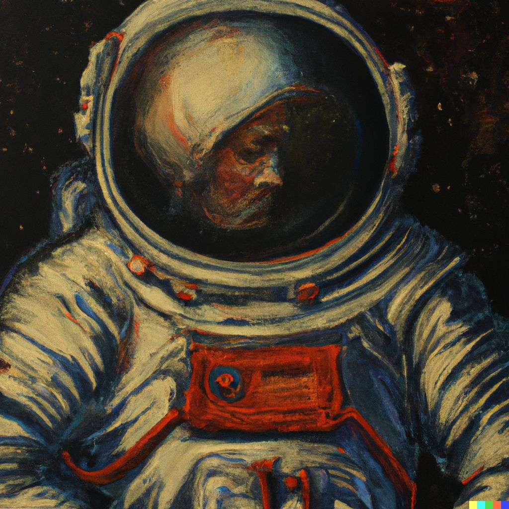 an astronaut, painting, baroque style